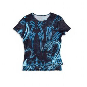 tattoo blue dragon mesh baby tee